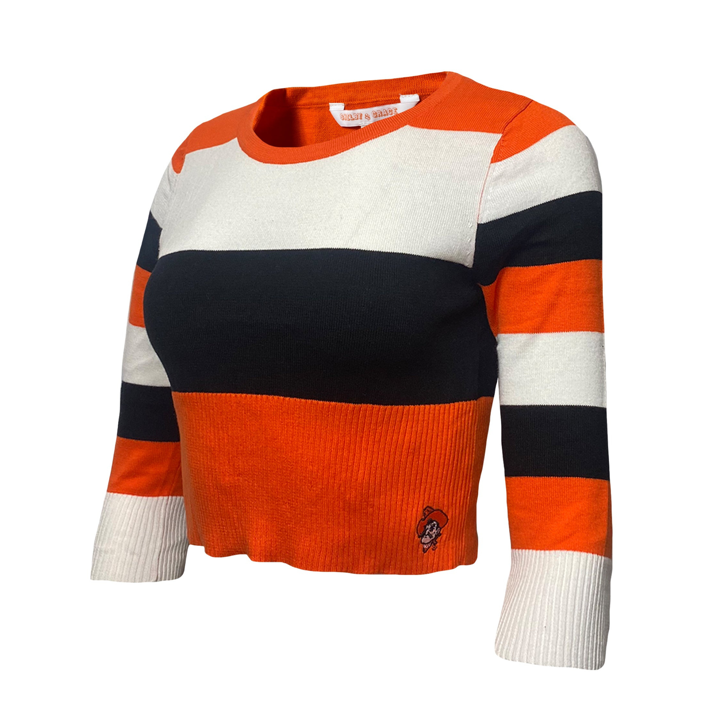 Oklahoma State Cowboys Crop Stripe Sweater