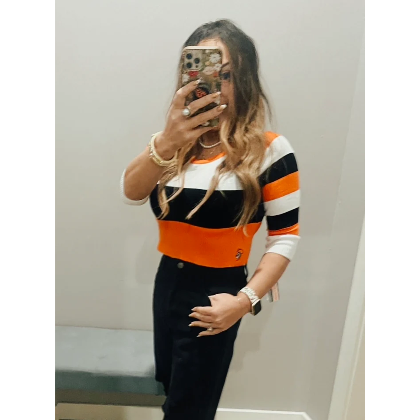 Oklahoma State Cowboys Crop Stripe Sweater